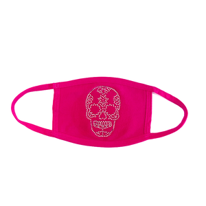 Jeweled Rhinestone Face Mask (Candy Skull) (Pink)