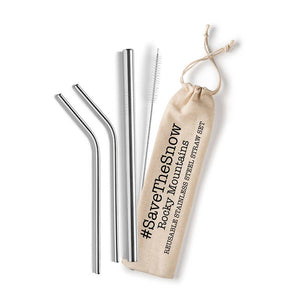 Shell Creek Sellers Reusable Stainless Steel Straw Sets (#Savethesnow, Rocky Mountains)