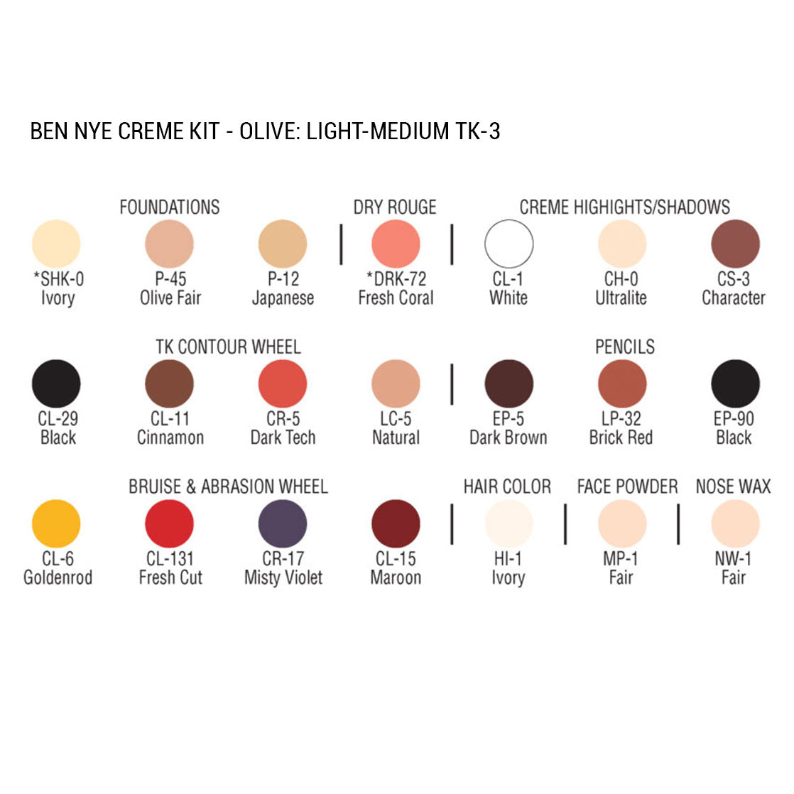Ben Nye Makeup Kits  Ben Nye Personal Student Creme Kit (PK-0
